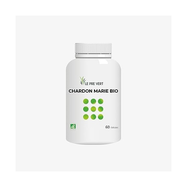 CHARDON-MARIE BIO - 60 gélules - Le Pré Vert - Complément Alimentaire de 50 gélules - Troubles Hépatiques et Biliaires - Fabr