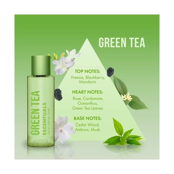 Escentuals Green Tea Parfum pour Femme, Eau de Parfum 100ml