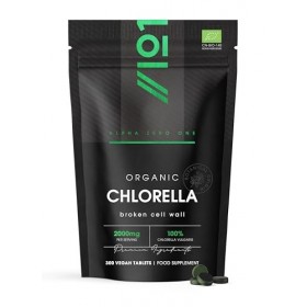 Chlorelle Bio 2000mg – 300 Comprimés Véganes – Paroi Cellulaire Cassée – Complément Pur Sans Additifs – Pochette Refermable e