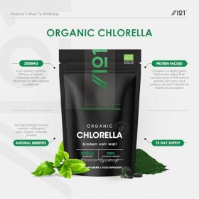 Chlorelle Bio 2000mg – 300 Comprimés Véganes – Paroi Cellulaire Cassée – Complément Pur Sans Additifs – Pochette Refermable e