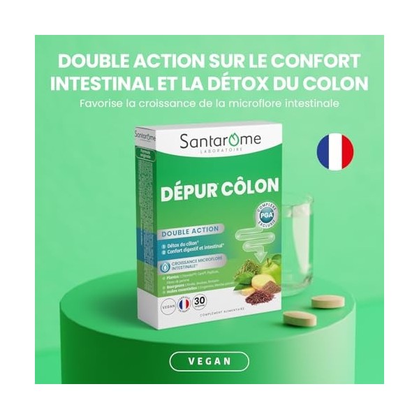 Santarome Bio - Dépur Côlon | Complément Alimentaire Confort Intestinal et Digestif | Détox du Côlon & Purification - A base ...