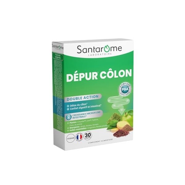 Santarome Bio - Dépur Côlon | Complément Alimentaire Confort Intestinal et Digestif | Détox du Côlon & Purification - A base ...