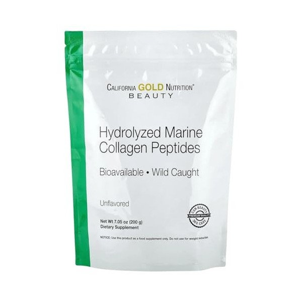 Peptides de collagène marin hydrolysés, non aromatisés, 200 g, California Gold Nutrition