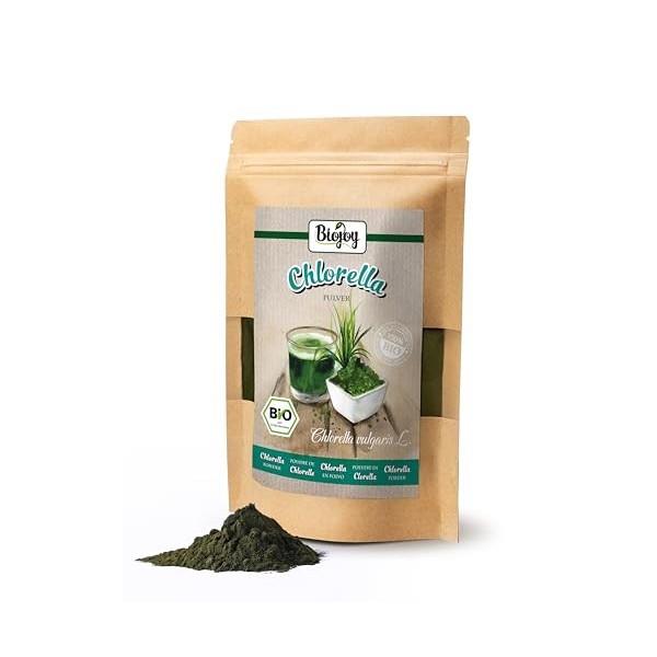 Biojoy Poudre de Chlorella BIO 100 g , Naturelle et sans additifs Chlorella vulgaris L. Chlorelle