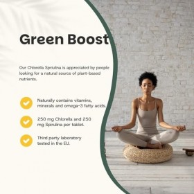 Cupplement Spirulina Chlorella 300 comprimés dalgues 500 MG par comprimé Organic - No Capsule, Flakes or Powder - Algae - Su