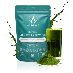 Aligma Organic Chlorella Powder 250 Gram for Immune System Booster, Super Greens Powder, Natural Source of Vegan Protein, Min
