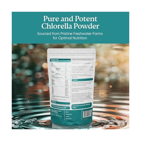 Aligma Organic Chlorella Powder 250 Gram for Immune System Booster, Super Greens Powder, Natural Source of Vegan Protein, Min