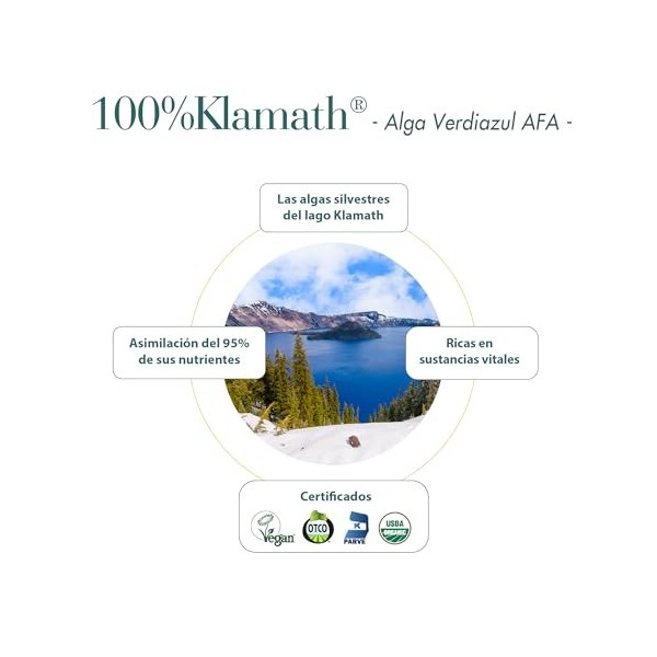 CIENPORCIENNATU ALGA KLAMATH alga verdiazul AFA – préparation en comprimés pour une prise régulière, boîte de 180 comprimés