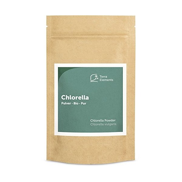 Terra Elements Chlorella bio en poudre 100 g I 100% pure I vegan I qualité crue