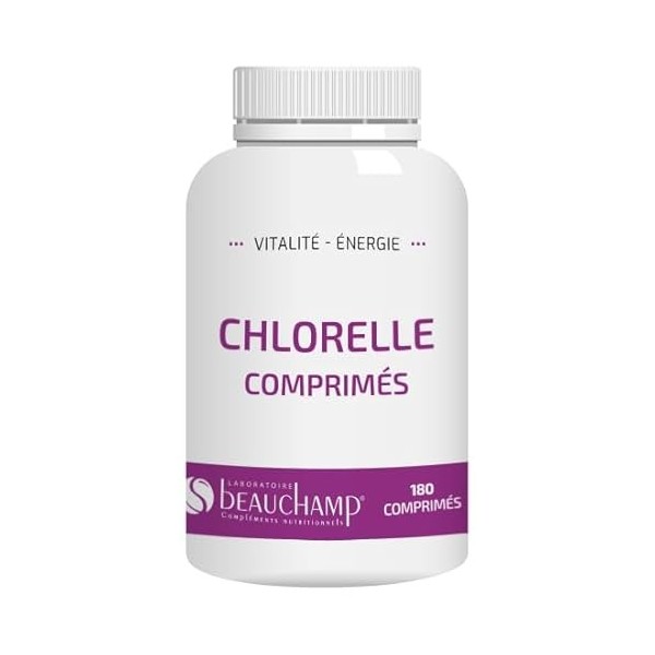 Laboratoire Beauchamp - Complément alimentaire CHLORELLE - 180 comprimés - Détox, Vitalité, Energie - Développé en France