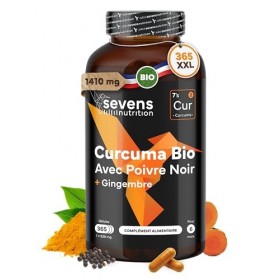 Curcuma Bio Gélule Anti Inflammatoire avec Gingembre et Poivre Noir – 1410 mg par Dose – 365 Gélules – Format XL Éco – Complé