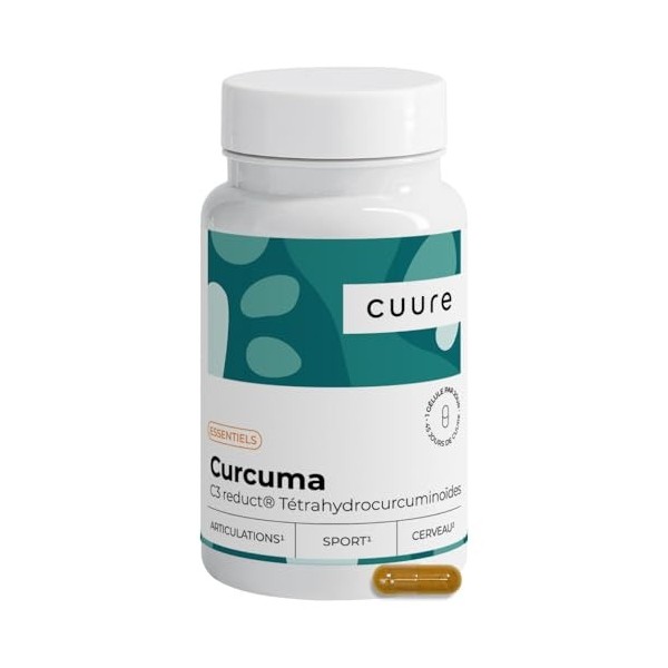 Curcuma Gélules - CUURE - Brevet C3 Reduct® 75 Fois Plus Biodisponible que la Poudre - Haute Teneur en Curcumine - Sans Pipér