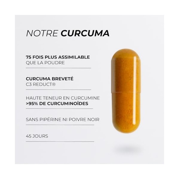 Curcuma Gélules - CUURE - Brevet C3 Reduct® 75 Fois Plus Biodisponible que la Poudre - Haute Teneur en Curcumine - Sans Pipér
