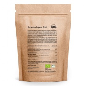 Shot de curcuma et gingembre bio 200g - Poudre de curcuma, gingembre, cannelle & poivre noir moulu - Mis en bouteille et co