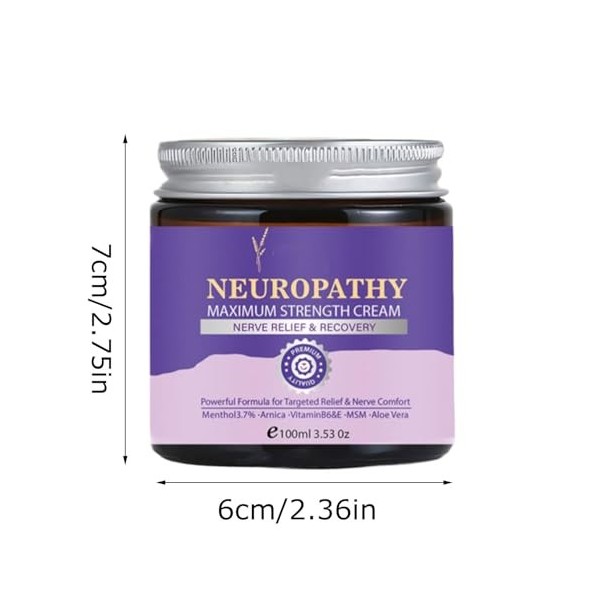 Neuropathie Crème de massage musculaire naturelle pour soulager les douleurs nerveuses pour les pieds, les jambes, les mains,