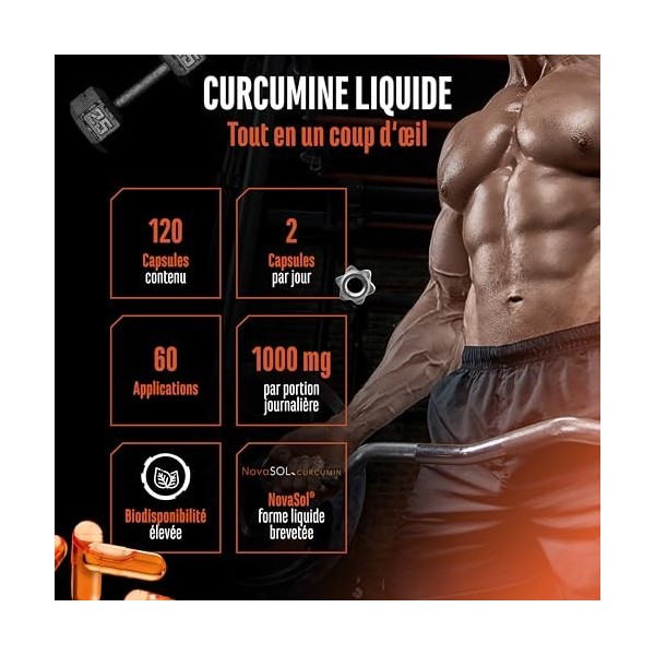 Curcuma NovaSol® - 120 gélules liquides - 1000 mg de curcumine par dose journalière - Avec la technologie brevetée NovaSOL® -