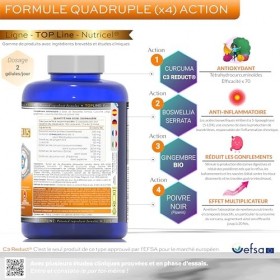 Curcuma C3 Reduct® brevetée avec Extrait de Boswellia, Gingembre et Poivre Noir, Puissant Anti-inflammatoire et Antioxydant N