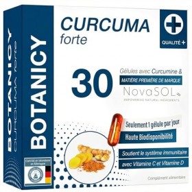 Botanicy CURCUMA FORTE - Gélules de Curcuma - Curcumine liquide NovaSOL®, Vitamines C et D - Soutien à la Santé - À haute dos