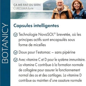 Botanicy CURCUMA FORTE - Gélules de Curcuma - Curcumine liquide NovaSOL®, Vitamines C et D - Soutien à la Santé - À haute dos