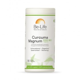 BE-LIFE | CURCUMA MAGNUM 3200 BIO | Complément alimentaire | Curcuma bio concentré et pipérine | Contribue au maintien de la ...