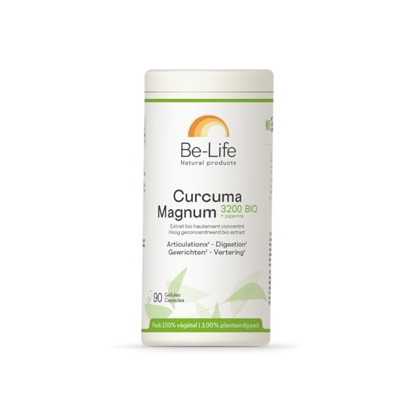 BE-LIFE | CURCUMA MAGNUM 3200 BIO | Complément alimentaire | Curcuma bio concentré et pipérine | Contribue au maintien de la ...