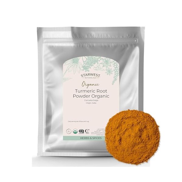 Poudre de racine de curcuma biologique, 1 lb 453,6 g - Starwest Botanicals Curcuma