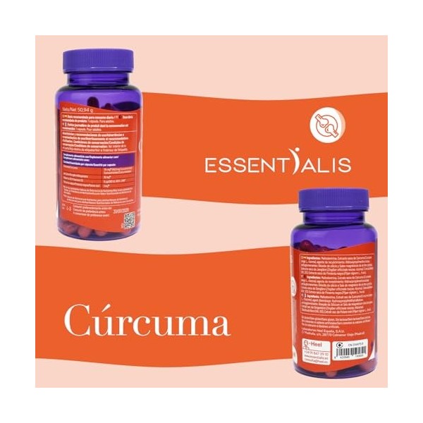 Essentialis Curcuma - curcumine, poivre noir pipérine , gingembre et vitamine D3, souplesse et bien-être articulaire, soutie