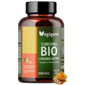 Curcuma Bio en Gélules avec Gingembre et Poivre Noir – 250 Gélules | Curcumine & Pipérine | Avec Probiotiques 200 Millions d