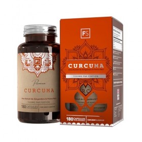 FS Curcuma | 180 Capsules de Curcuma et de Poivre Noir - 1350 mg de Turmeric, 10 mg de Poivre noir et 140 mg de Gingembre par