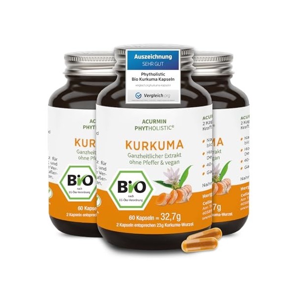 Capsules de curcuma bio les plus puissantes – 40 fois plus efficaces – 15 000 mg de curcuma en poudre par jour – Sans poivre