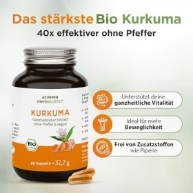Capsules de curcuma bio les plus puissantes – 40 fois plus efficaces – 15 000 mg de curcuma en poudre par jour – Sans poivre 