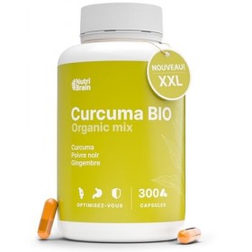 Curcuma avec Poivre Noir et Gingembre Certifié BIO | 300 Gélules | Écologique & Végane | 1400mg | Curcumine + Pipérine à Haut