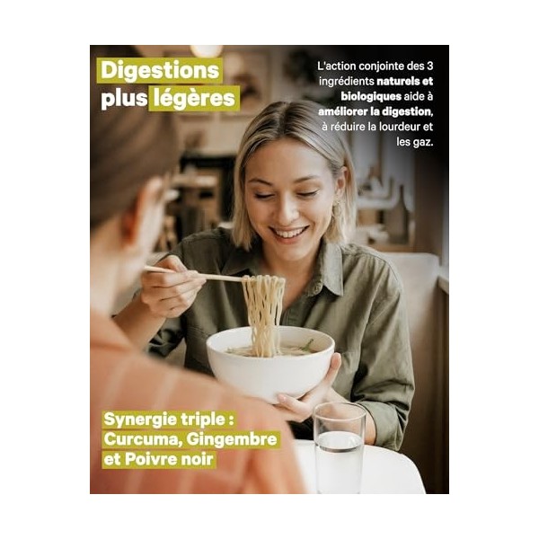 Curcuma avec Poivre Noir et Gingembre Certifié BIO | 300 Gélules | Écologique & Végane | 1400mg | Curcumine + Pipérine à Haut