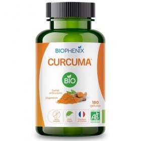 Biophénix Curcuma Bio 180 Gélules - Complément Alimentaire BIO 100% Naturel à Base de Végétaux - Contribue à la Santé des Art