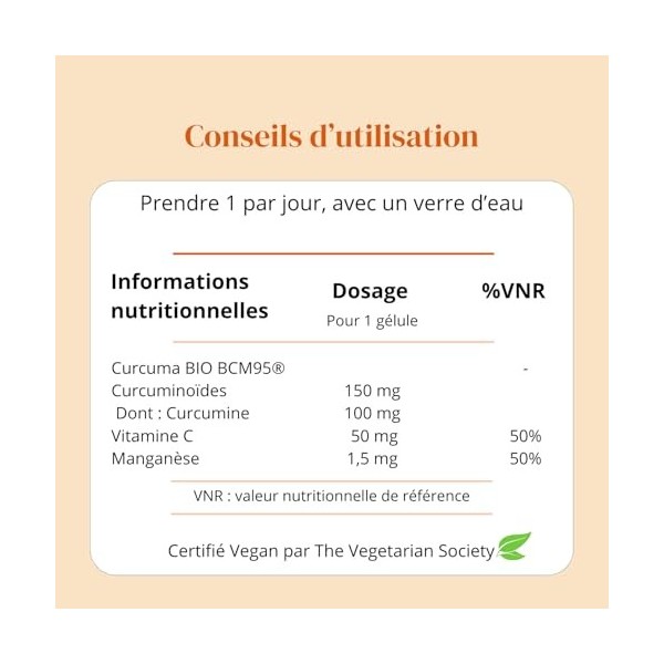 Curcuma bio BCM95® Haute Biodisponibilité – 95% Curcuminoïdes - Sans Pipérine – Articulations, anti inflammatoire & Antioxyda