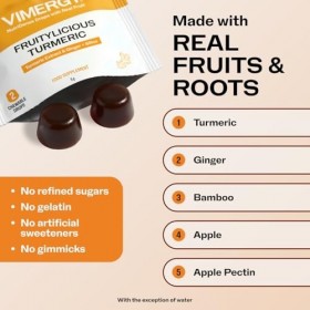 Vimergy NutriDense Fruitylicious Turmeric + Ginger Chewables, No Artificial Sweeteners, 30 Servings 60 Count 