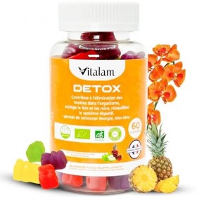 Vitalam Gummies Detox au Curcuma, Digestion, Detox foie, Elimination Toxines, Draineur, Perte de poids, Bruleur de graisse – 