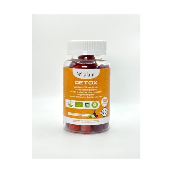 Vitalam Gummies Detox au Curcuma, Digestion, Detox foie, Elimination Toxines, Draineur, Perte de poids, Bruleur de graisse –