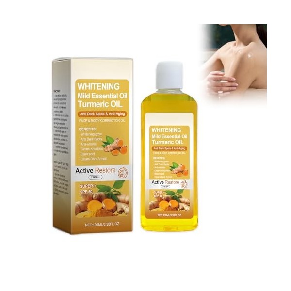 Huile De Massage À La Curcuma, 100ml Huile Douce 7 Dhuile De Curcuma Pour Blanchir La Peau Corporelle Douce 7 Éclaircissante