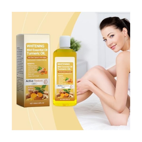 Huile De Massage À La Curcuma, 100ml Huile Douce 7 Dhuile De Curcuma Pour Blanchir La Peau Corporelle Douce 7 Éclaircissante