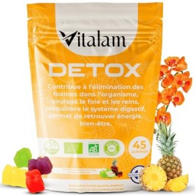 Vitalam Gummies Detox sachet – Gummies Detox Curcuma, Digestion, Detox foie, Elimination Toxines, Draineur, Perte de poids, B