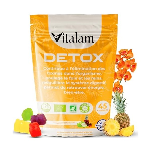 Vitalam Gummies Detox sachet – Gummies Detox Curcuma, Digestion, Detox foie, Elimination Toxines, Draineur, Perte de poids, B