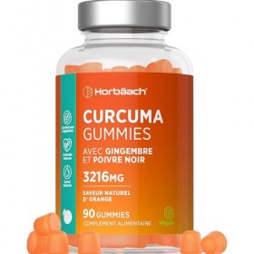 Curcuma Gingembre Poivre Noir Gummies | 90 Gommes Vegan | Extrait de Curcuma Piperine | Extrait de Poivre Noir | Haute Dose |