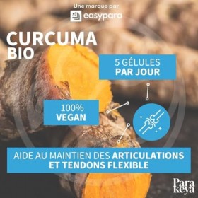 Parakeya - Curcuma Bio 300 mg - 180 gélules - Fabriqué en France - Confort articulaire & souplesse - Complément alimentaire