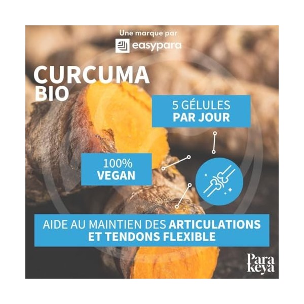 Parakeya - Curcuma Bio 300 mg - 60 gélules - Confort articulaire & souplesse - Complément alimentaire