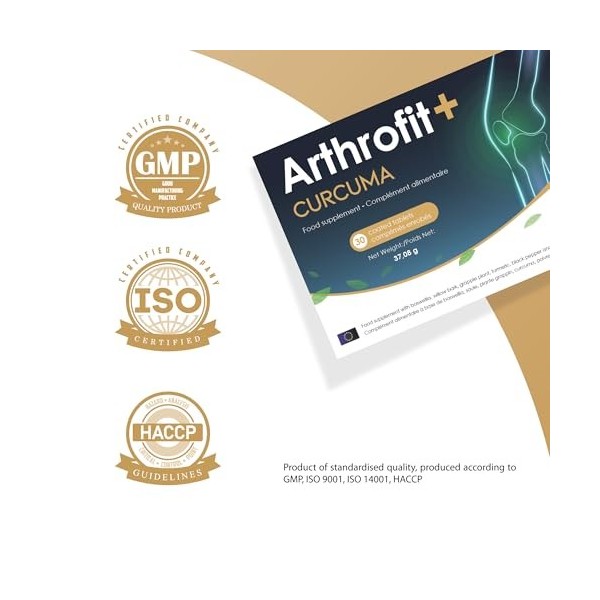Arthrofit+ Curcumine 95% – Articulations, Mobilité & Confort | Boswellia, Harpagophytum, Saule, Vit. C | 30 Comprimés | Clean