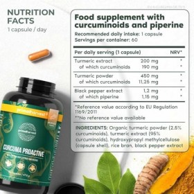 Primal Harvest® Lot de 2 extraits de curcuma de curcuma avec poudre de curcuma bio BioPerine® 95% curcuminoïdes testés en lab