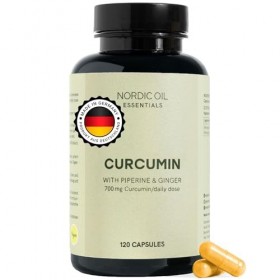 Capsules de curcuma | Hautement dosé avec 700 mg 100 % de curcumine en poudre de curcuma par dose quotidienne | 120 capsules 
