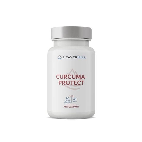 Curcuma-Protect | 90 gélules pour 45 jours | BEAVERHILL | Curcuma - Quercétine - Bromélaïne - Trans-Resvératrol - Coenzyme Q1