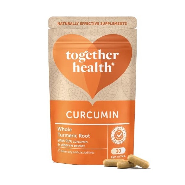Complexe de curcumine et de curcuma – Together Health – Poudre de curcuma entier biologique – 95% de curcumine et pipérine –